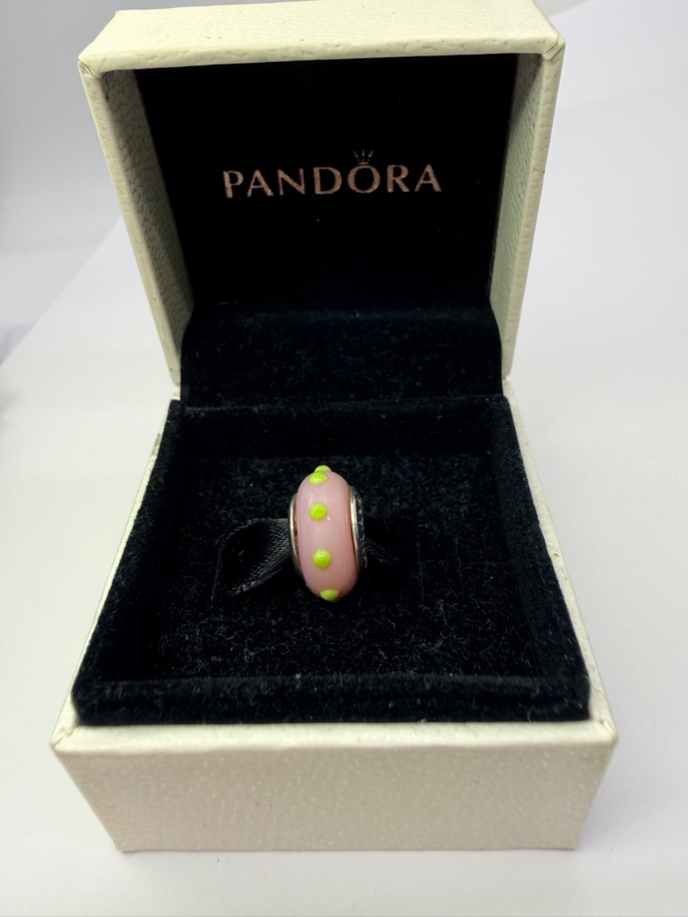 Pandora Seeing Spots Murano Charm 790625 Pink Green 925 ALE
